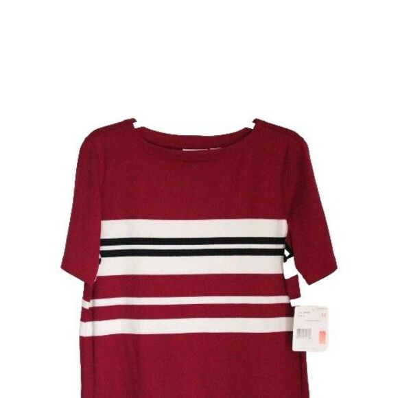 Liz Claiborne Striped Knit Top Preppy Short Sleeves Size M NWT - Picture 3 of 5